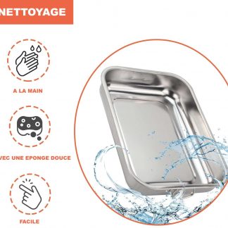 Plateau Rectangulaire En Acier Inox 430 - Dimensions 26,5x15,5x1,2 Cm - Pour Laboratoire, Hôtellerie Ou Usage Domestique