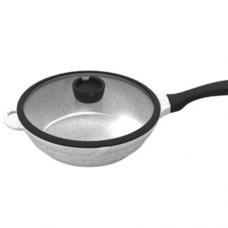 Sauteuse + couvercle Induction BO GRANITE WAVE CERAMIQUE coloris Coppery White de 26 cm