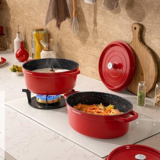 Cocotte Induction TRADITION A LA FRANCAISE CERAMIQUE coloris Rouge de 38 cm