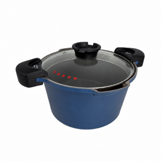 Cuit-Pâtes Induction FONTE ALUMINIUM CERAMIQUE coloris Bleu de 24 cm Collection Eco Déballé